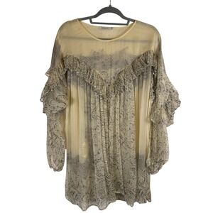 Fairycore Ethereal Parisian Mes Demoiselles Lamour Dress Silk Boho Sheer Ecru